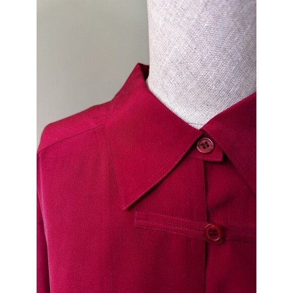 Barrie Pace Vintage 80s Silk Blouse Button Down Formal Shirt Magenta Size 18 1X - Picture 9 of 16